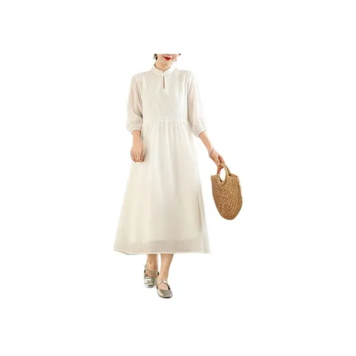 SIXUSICHOU Длинное платье с длинными рукавами женское