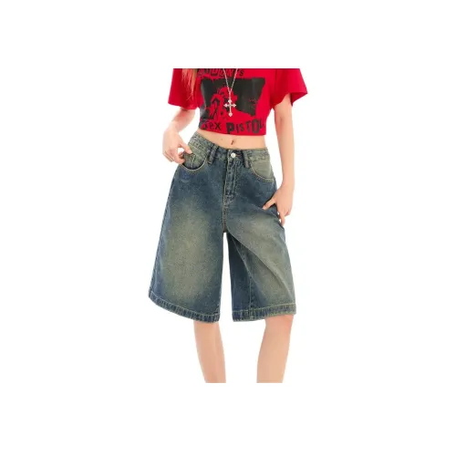 OMOIDAS Винтажные синие женские джинсовые шорты