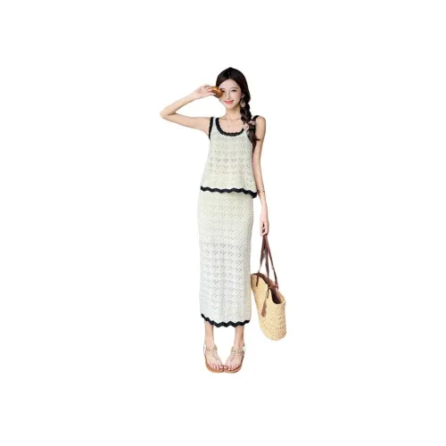 Garbege Абрикосовый комплект Женские Комплекты с юбкой