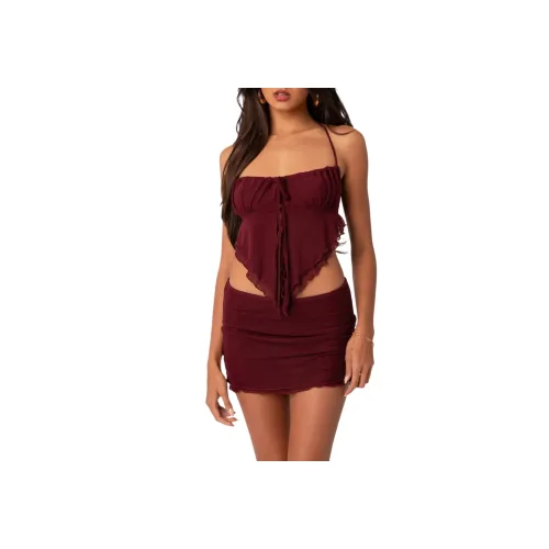 Edikted Ariyah Открыто Галстук Спина Рюш Сетка Топ Топ на бретелях Женские