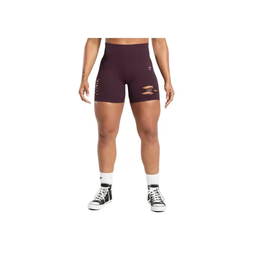 GYMSHARK Gains Бесшовные Спортивные Шорты Женские Темно-фиолетовые