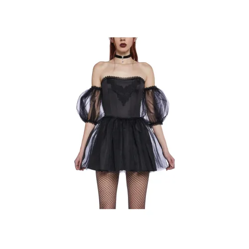 Dolls Kill WIDOW Eternal Sacrifice Мини Платье Короткий Рукав Платье Женское Черное Черное