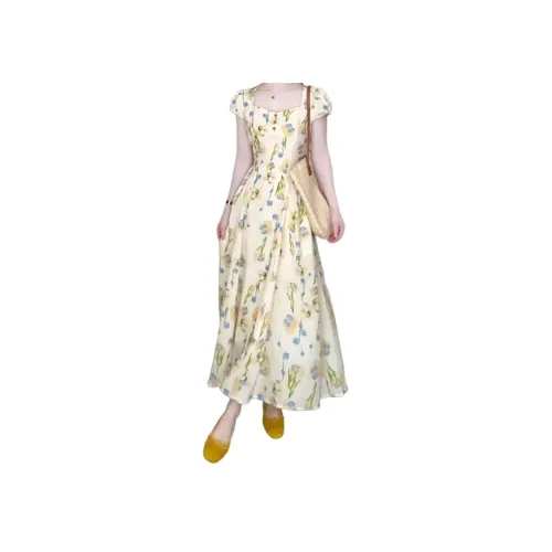 QIAOMONVHAI Короткое платье с короткими рукавами женское