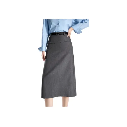 Mo Han Yi Mei Повседневный Длинный Юбка Женские Темно-Серый