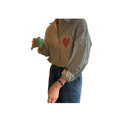 NANING9 Зеленые Женские Рубашки