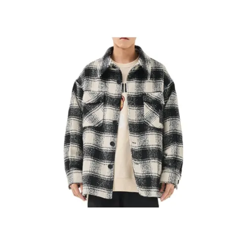 TSMLXLT Куртки и пальто унисекс черный и белый в клетку