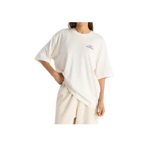 New Balance совместный дизайн Цветочный узор Рукав с оборванным плечом T-рубашка Женская Белая