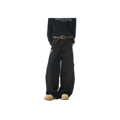 KEIRANDUN Черные Унисекс Джинсы