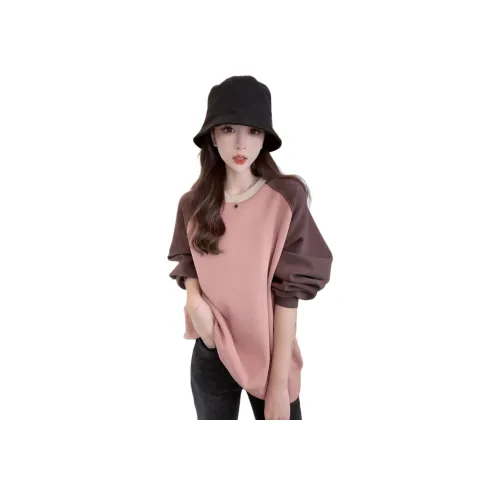 Mu Xiao Xin Розовый и Коричневый Женские Свитшоты