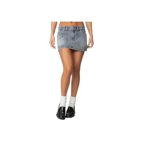Edikted Gigi CARPENTER Denim Mini Skirt Джинсовые короткие юбки Женские