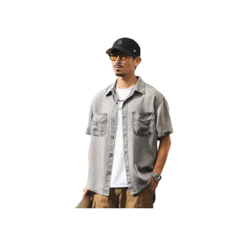 JIELEINUO Серые Мужские Рубашки