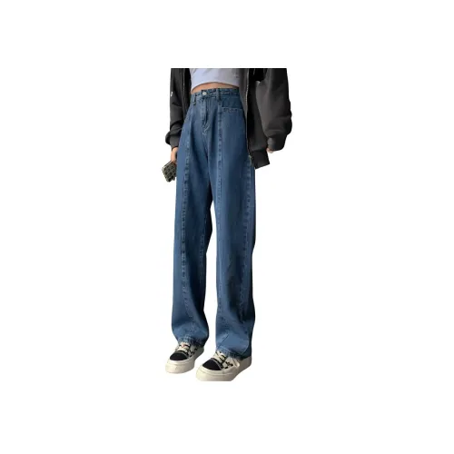 FAWENXIANGZI Джинсы Женские Винтаж Синий