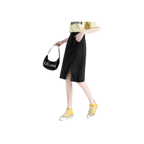 Concubine Zhu Denim Длинная Юбка Женская Черная