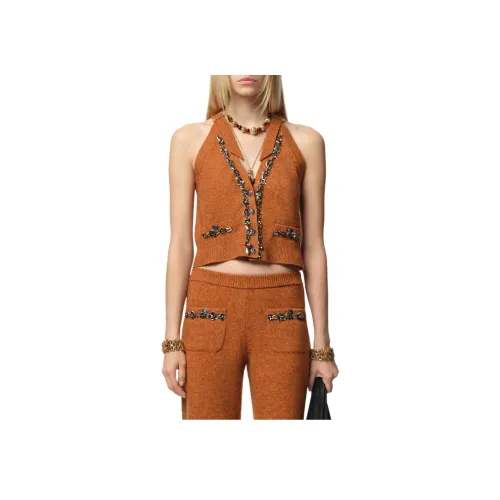 CHANEL Оранжевый Красный Женский Топ