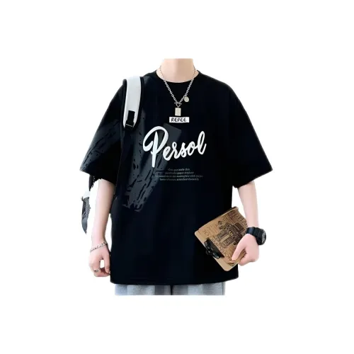 Wooden Rabbit Мужская одежда с принтом "Буквы" эксклюзивный дизайн круглый вырез свободный крой Ins студенты футболка мужская