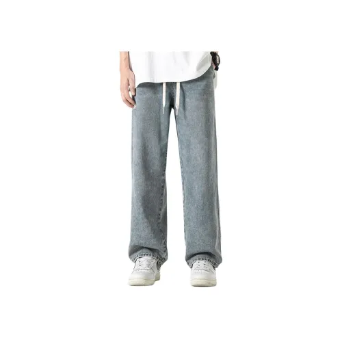 WOOD SOON Лето Американский Свободный крой Промытый Повседневный Мужские Штаны Мужские Джинсовый Синий