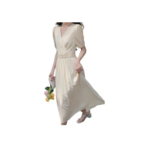 Like The Age Of Water Короткий рукав платье облегающий крой женское абрикосовый