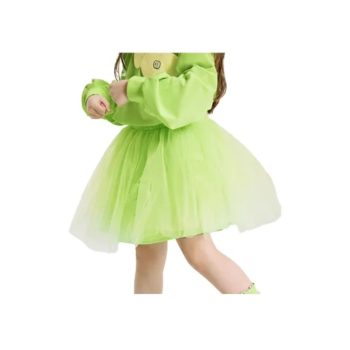 Woobaby SS25 Однотонный Пэчворк Умеренный Юбка Весна-осень Дети Возраст 3-7 лет Светильник Светящийся Зеленый