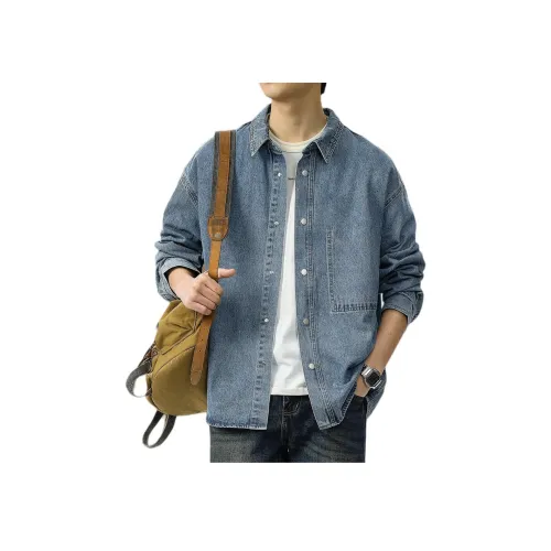 PRPK Осенний деним куртка свободный крой унисекс синий