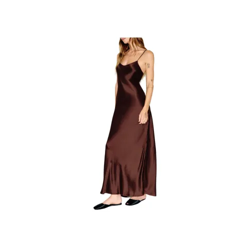 REFORMATION Parma Silk Dress Slip Dress Women's Mahogany