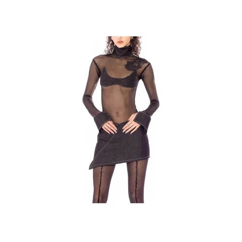 SAMI MIRO VINTAGE Комбинезон THE BODYSUIT из сырой денима женский черный черный