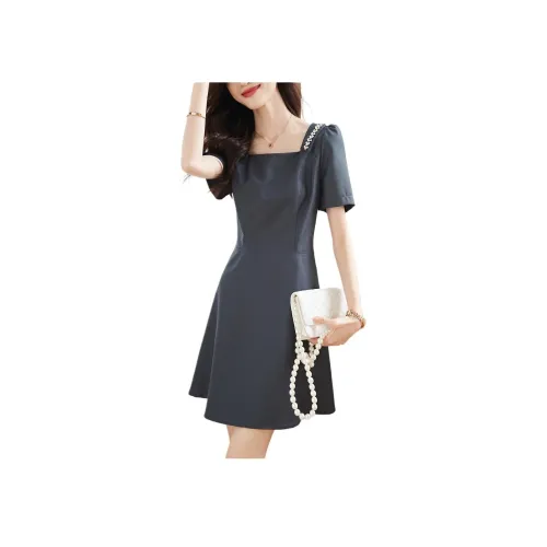 Mo Han Yi Mei Короткий рукав Платье Женское Серое