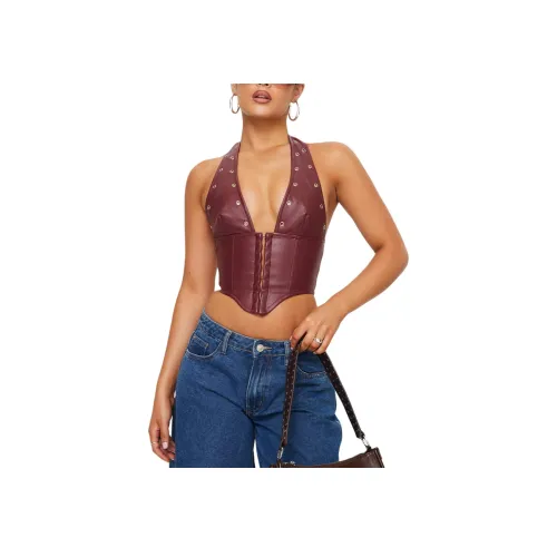 PRINCESS POLLY PALLADIA ПУ (полиуретан) Jordy CORSET Топ на бретелях Женский Бургунди Бордовый Красный