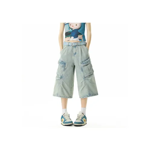 SOLIDITY Синие Унисекс Джинсовые Шорты