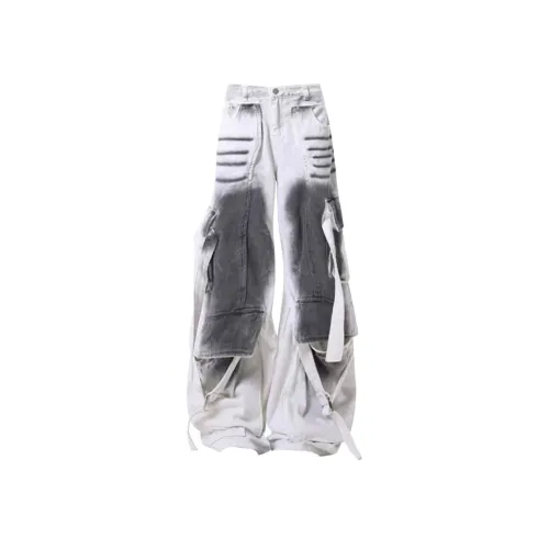 MARTHENAUT Серый белый Dirty Кружево Вверх Унисекс Джинсы