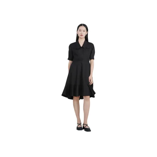 MIIDII Black Женские Короткие Платья с Рукавами