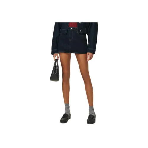 REFORMATION Hazel Low Step Stitch Denim Mini Skirt Джинсовые короткие юбки Женские