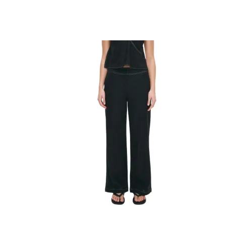 GLASSONS Linen Blend Contrast Stitch Relaxed Pants Jeans Women's
