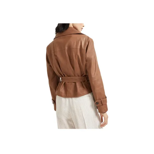 Brunello Cucinelli Коричневые Женские Кожаные Куртки