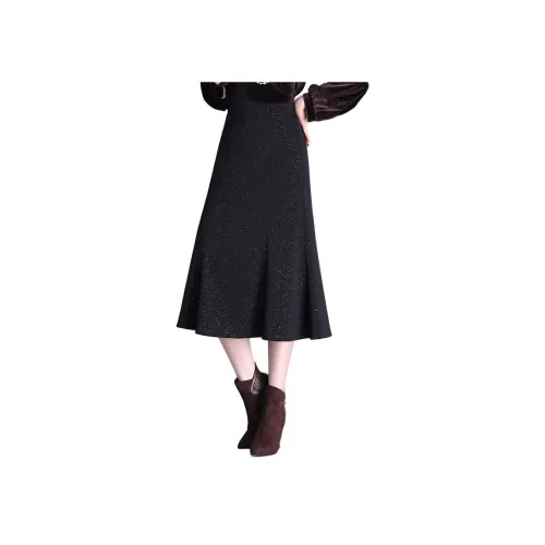 MJ Осенний Шерстяной Повседневный Длинный Юбка Женские
