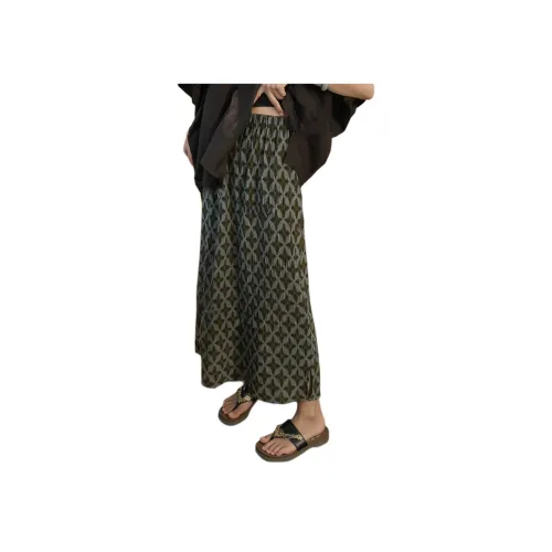 Wbwq Голубо-серый Коричневый Женские Повседневные Длинные Юбки