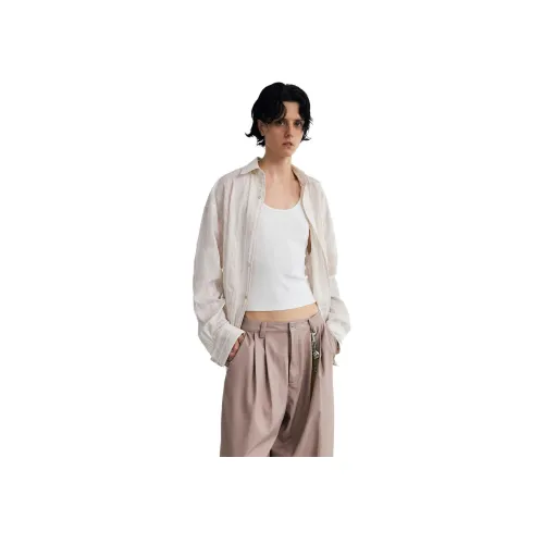 PEOPLESENSE Экрю Полосы Унисекс Рубашки