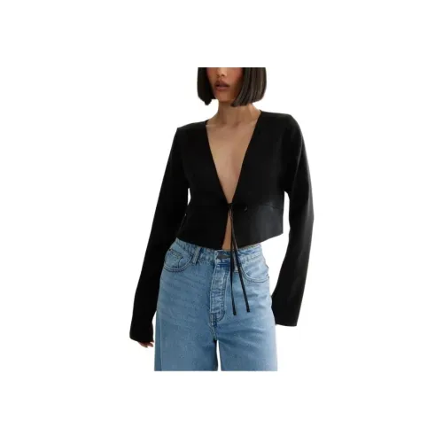 NASTY GAL Сатин Галстук Передняя часть ДОЛГИЙ РУКАВ ТОП КРАП ТОП ЖЕНСКИЙ