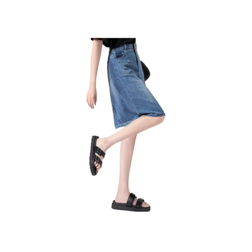 Cypress House Джинсовые короткие юбки Женские Светло-синий
