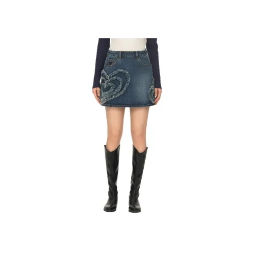 GUESS x YUEQI QI Джинсовые короткие юбки Женские Синие