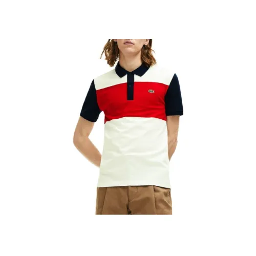 LACOSTE Collaboration Темно-синий Красный Белый Мужская Рубашка Поло