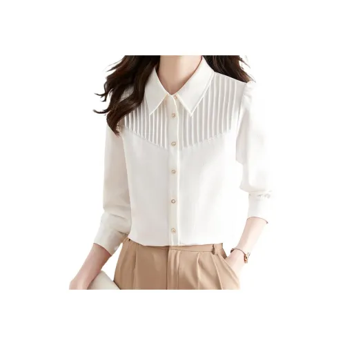 H YXIANG Экрю Женские Рубашки