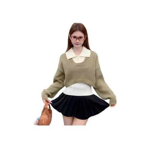 HTHK Горчичный зеленый Женский трикотаж