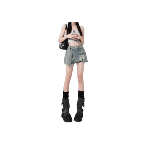 YEARNED Джинсовые короткие юбки Женские