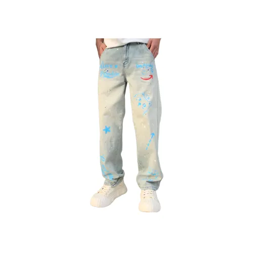 FUERZA Светло-синие Унисекс Джинсы