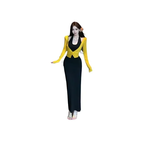 ZVJH Длинное платье с длинными рукавами женское