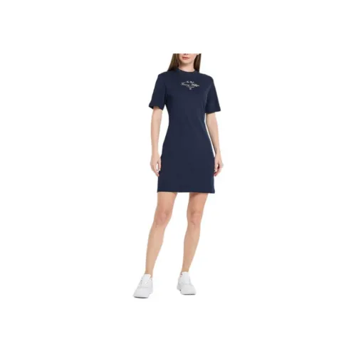 Tommy Hilfiger Темно-синий Женские Короткие Платья с Рукавами