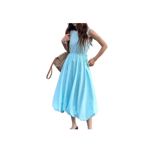 NANING9 Без рукавов Платье Женское Светло-Синий