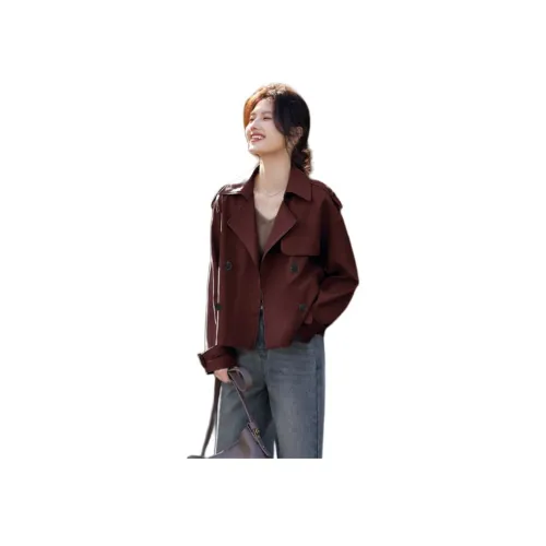 XWI Тренчкот Женский Темно-Красный