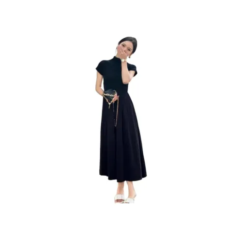 XIANSINIAO Black Женские Короткие Платья с Рукавами