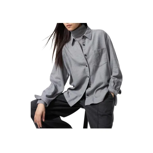 UNIQLO Дымчато-серые Женские Рубашки